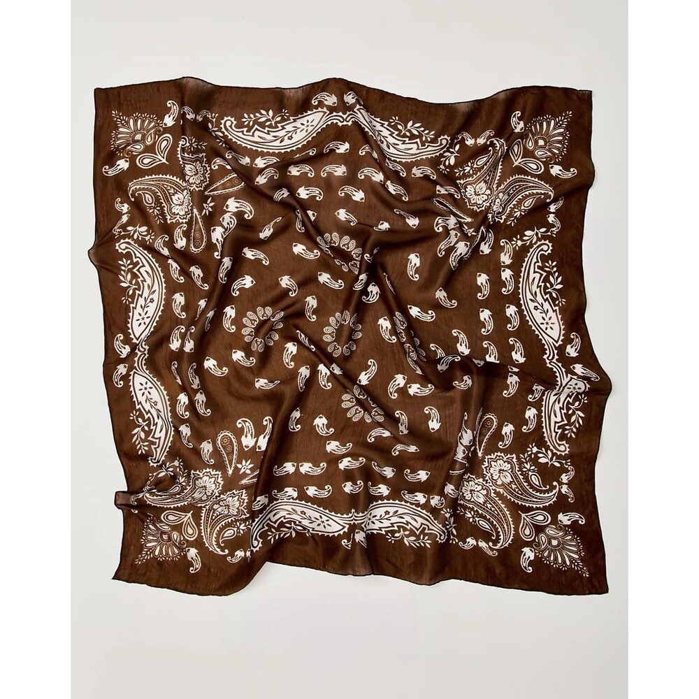 Free People So Silk Printed Bandana Scarf Tube Top Belt Paisley Wrap OS 291506